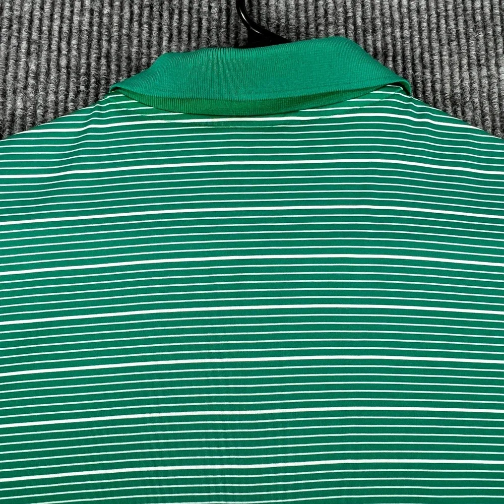 Adidas Polo Shirt Mens XL Extra Large Green Striped Short Sleeve Golf Outdoor